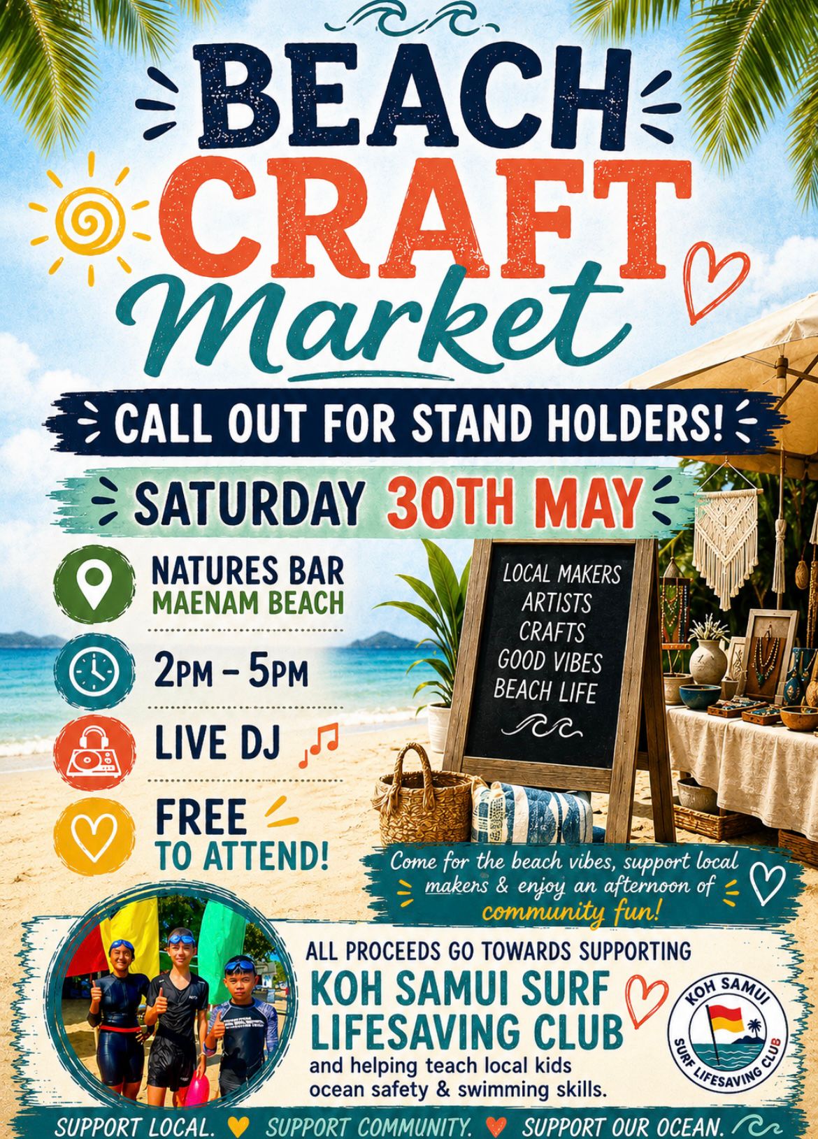 Beach Craft Market at Nature Bar Maenam Beach flyer for Saturday 30 May 2026