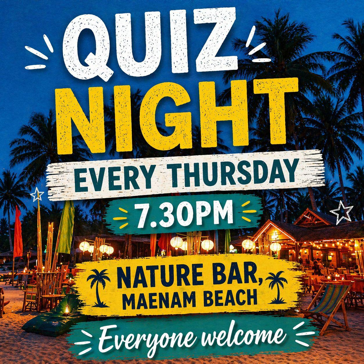 Pub Quiz Night at Nature Bar Maenam Beach flyer