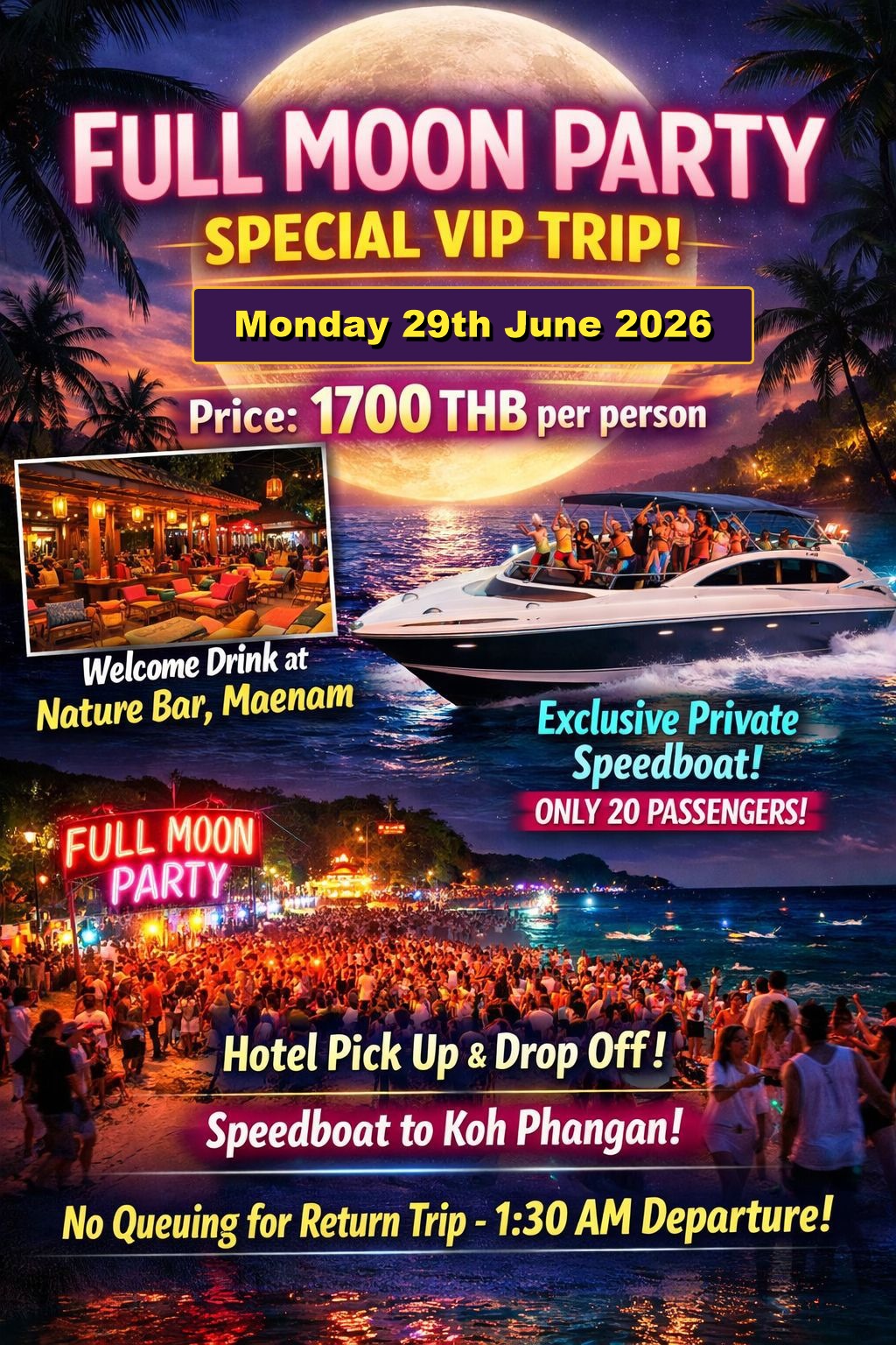 Full Moon Party VIP Trip 29 June 2026 flyer